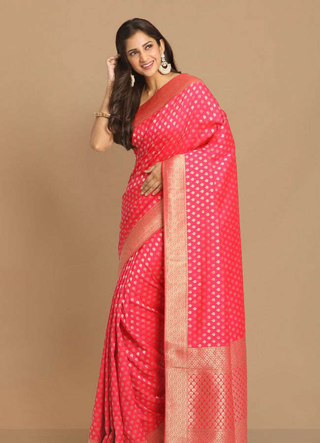 Enchanting Rani Pink Saree image number 4